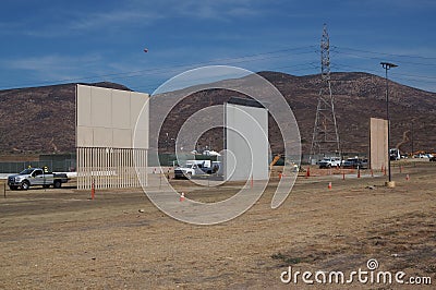 Prototypes of Trumpâ€™s wall being completed Editorial Stock Photo